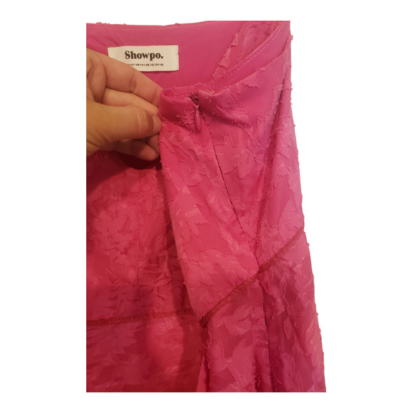 Showpo Hot Pink Spaghetti Strap Midi Length Lace Dress Size 10 - Picture 4 of 10